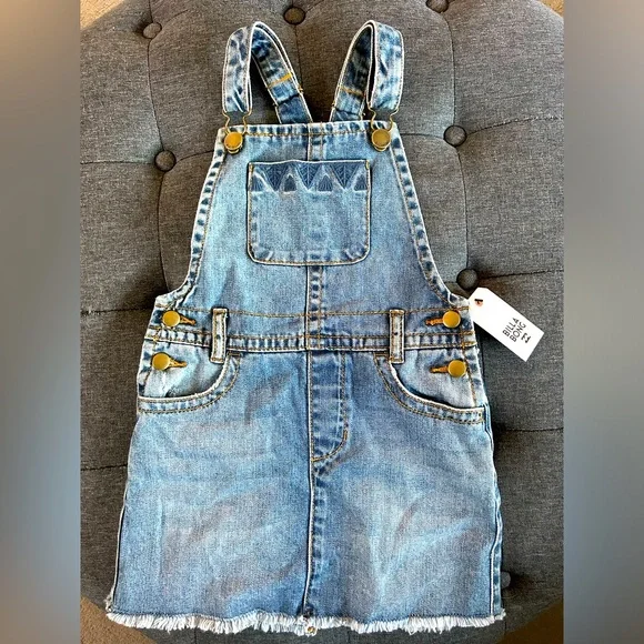 Billabong Dresses | Nwt Billabong Denim Dress Overall Size Xs/6/6x | Color: Blue | Size: 6g | Chezritz's Closet